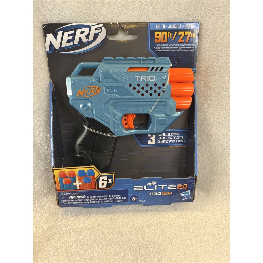 Nerf Elite 2.0 Trio TD-3 Blaster Toy Gun Kids Gift 6 Darts 3 Triple Barrel 2020